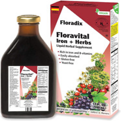 Floradix, Floravital Iron & Herbs Vegan Liquid Supplement, Energy Support for Wo