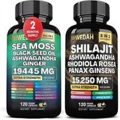 Sea Moss Bundle Black Seed Multivitamin & Shilajit Power Combo,