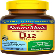 Nature Made Maximum Strength Vitamin B12 5000 mcg, Supplement Energy 60 Softgels