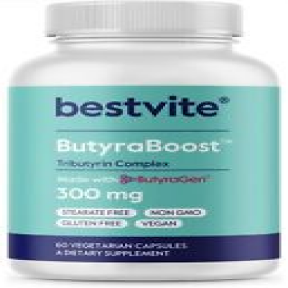 BESTVITE ButyraBoost 300mg Tributyrin Complex 60 Capsules Butyrate Gut Health