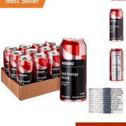 Amazon Brand Red Energy Drink Zero Sugar, Lightly Carbonated, 16 fl oz x 12