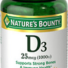 Nature'S Bounty Vitamin D3 1000 IU Softgels, Immune Support, Promotes Healthy Bo