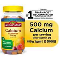 Nature Made Calcium Gummies 500 mg with Vitamin D3 80 Gummies NEW