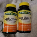 2x Spring Valley - Cod Liver Oil with Vitamin A & D 100 softgels/ea. Exp.8/25