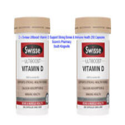 2 x Swisse Ultiboost Vitamin D Support Strong Bones & Immune Health 250 Capsules