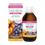 FAB IRON Liquid Organic Iron Restore Energy & Vitality For The Family 200 ml