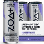 ZOA+ Pre-Workout Energy Drink Supplement - NSF Certified for Sport with Zero Sug