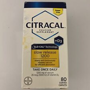 Citracal Slow Release 1200 Calcium Supplement Vitamin D3 80 Coated Tablets 12/25