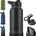 CIVAGO 32 oz Insulated Water Bottle With Straw, Stainless Steel 32 oz, Black