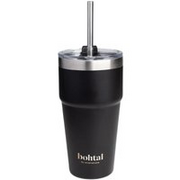 SmartShake Bohtal Double Insulated Travel Mug with Straw, Black 600ml for On-the-Go Hydration