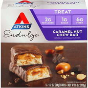 Atkins Endulge Treat, Caramel Nut Chew Bar, Keto Friendly, 6/5ct Boxes