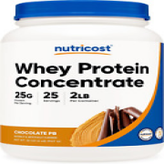 Nutricost Whey Protein Concentrate Chocolate Peanut Butter 2LBS - Gluten Free &
