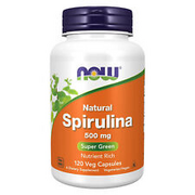 NOW FOODS Spirulina, Natural 500 mg - 120 Veg Capsules