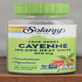 Solaray Cayenne Pepper 450 mg 100,000 Heat Units 100 Capsules True Herbs 100000