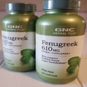 GNC Herbal Plus FENUGREEK 610mg 100 Capsules x2 Bottles Ex 1/25 Brand New x 2