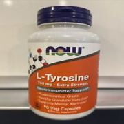 NOW Foods L-Tyrosine Extra Strength 750mg 90 Veg Caps Exp 05/2026