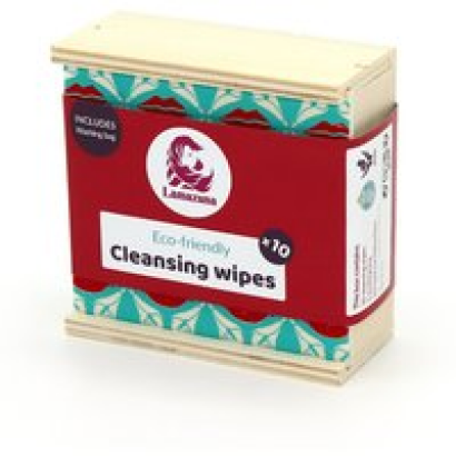 Lamazuna Cleansing Wipes + Wash Bag + Wood Box, 10 Pack