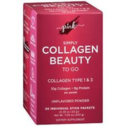 Nature's Truth Pink Simply Collagen Beauty to Go Unflavored Powder Stick Packets