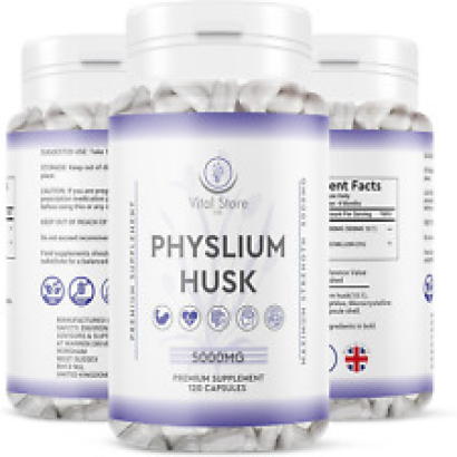 Physlium Husk 5000Mg - 4 Month Supply 120 Capsules - Vegan Physlium Husk