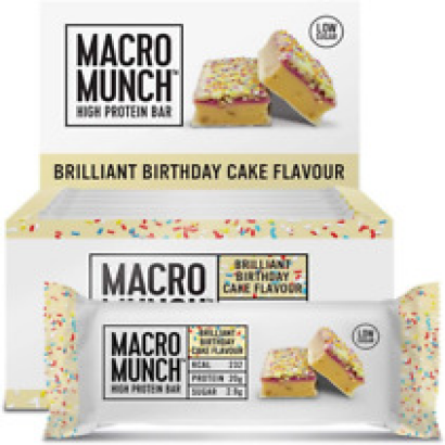 Bulk Macro Munch Protein Bar, Birthday Cake, 62 G, Pack of 12
