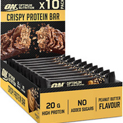 Optimum Nutrition Crispy Protein Bars, No Added Sugars, Workout Snack for Men an