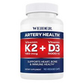 Weider Artery Health with Vitamin K2 Plus D3, 90 Veggie Caps
