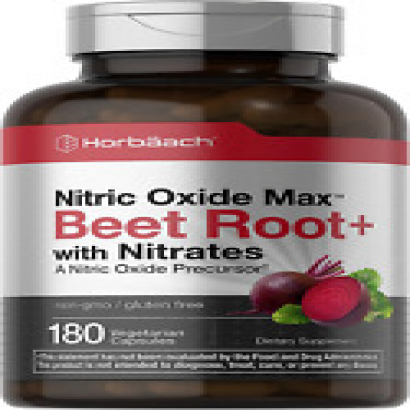 Beet Root Nitric Oxide Capsules: 180 Count Vegetarian Non-GMO Boost Nitric Oxide