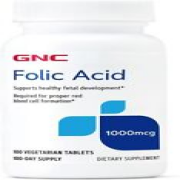 GNC Folic Acid 1000mcg Healthy Fetal Development Dietary Supplement, 100 Tablets
