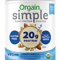 Orgain Organic Simple Vegan Protein Powder, Vanilla - 20G Plant Based Protein, M