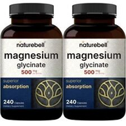 2 Pack Naturebell Magnesium Glycinate 500mg, 480 Capsules