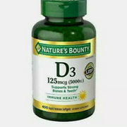 Nature's Bounty Vitamin D3 125mcg 5000 IU 400 Softgels Teeth Bone Immune Health