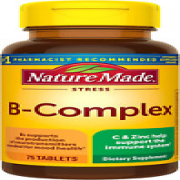 Nature Made Stress B Complex with Vitamin C Zinc Supplement Immune Support 75ct