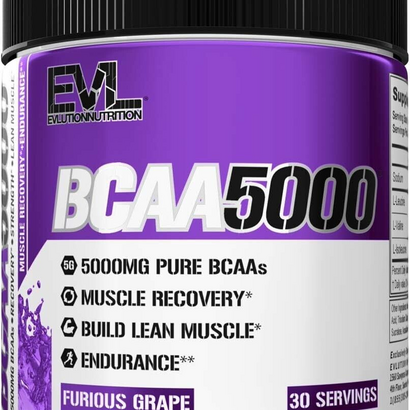 Evlution EVL BCAAs Amino Acids Powder - Stim Free Pre-Workout - Grape (30)