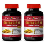 flax oil - OMEGA 3-6-9 Fish Oil - fatty liver protection 2 Bottles 240 Softgels