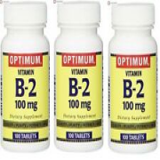 Optimum Vitamin B-2 100 Mg 100 Tablets Supports Proper Thyroid Function X 3 Pack