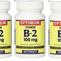 Optimum Vitamin B-2 100 Mg 100 Tablets Supports Proper Thyroid Function X 3 Pack