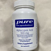 JUMBO 120 Capsules Pure Encapsulations Alpha Lipoic Acid 100 mg ALA Exp 02/25