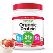 Orgain Organic Vegan 21g Protein Powder, Plant Based, Strawberries n Cream1.02lb