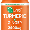 Qunol Turmeric Curcumin with Black Pepper & Ginger, 2400Mg Turmeric Extra