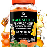 Letagreen Black Seed Oil Gummies - 60 Vegan Ashwagandha Black See