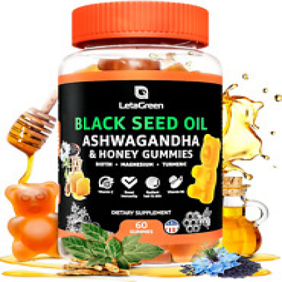 Letagreen Black Seed Oil Gummies - 60 Vegan Ashwagandha Black See