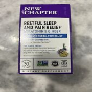 New Chapter Restful Sleep & Pain Relief Melatonin Ginger 30 Caps Exp 04/2025