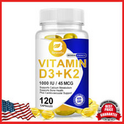 Vitamin K2 (MK7) with D3 1000 IU Capsules Strong Bones Support Metabolism 120Pcs