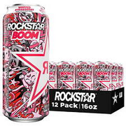 Rockstar Boom! Whipped & Blended Strawberry Energy Drink, 16 oz, 12 Pack Cans