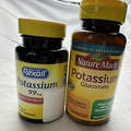 Nature Made Potassium Gluconate 550 mg 100 Tabs & Rexall Potassium 99 Mg 60 Capl