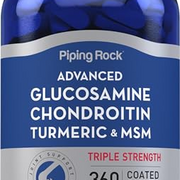 Piping Rock Glucosamine Chondroitin MSM Turmeric | 360 Caplets | Triple Strength | Non-GMO, Gluten Free Supplement