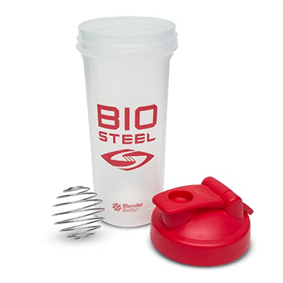 BIOSTEEL Shaker Cup with Wire Whisk Blender Ball, Leak-Proof Design, BPA-Free Plastic, 24 Ounce