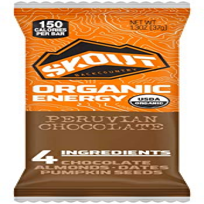 Skout Backcountry Organic Energy Bars, Peruvian Chocolate, 1.3 oz (12 Count)