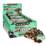 FITCRUNCH Snack Size Protein Bars, Designed by Robert Irvine, 6-Layer Baked Bar, 3g of Sugar, Gluten Free & Soft Cake Core (9 Bars, Mint Chocolate Chip)