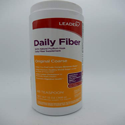 Leader Psyllium Husk Powder Supplement 4-in-1 Fiber for Digestive Health, Plant Based 100% Natural Psyllium Husk Daily Fiber, Gluten Free, Non-GMO, Compare to Meta-mucil Multihealth (13 OZ)